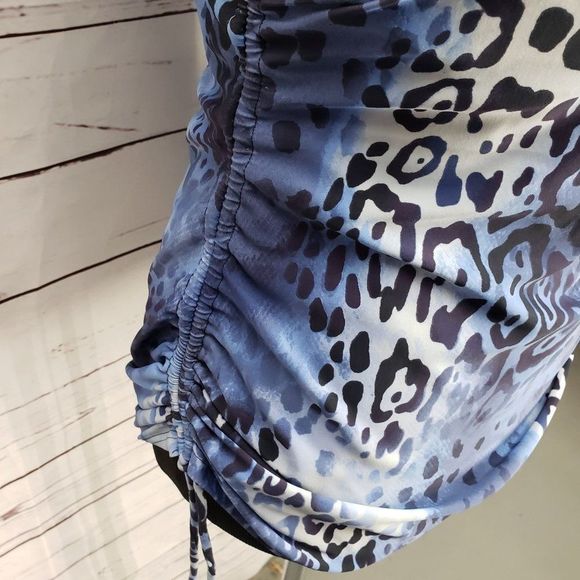 Croft & Barrow KH90453D D-Cup Tummy Slimmer Blue Navy Animal Tankini BathingSuit - Picture 9 of 11